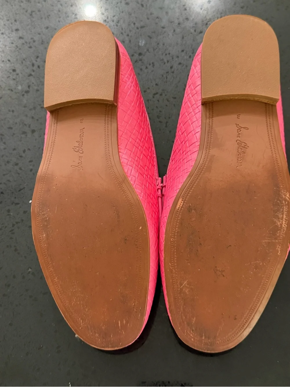 Sam Edelman Hot Pink Croc-Embossed Leather Loafers